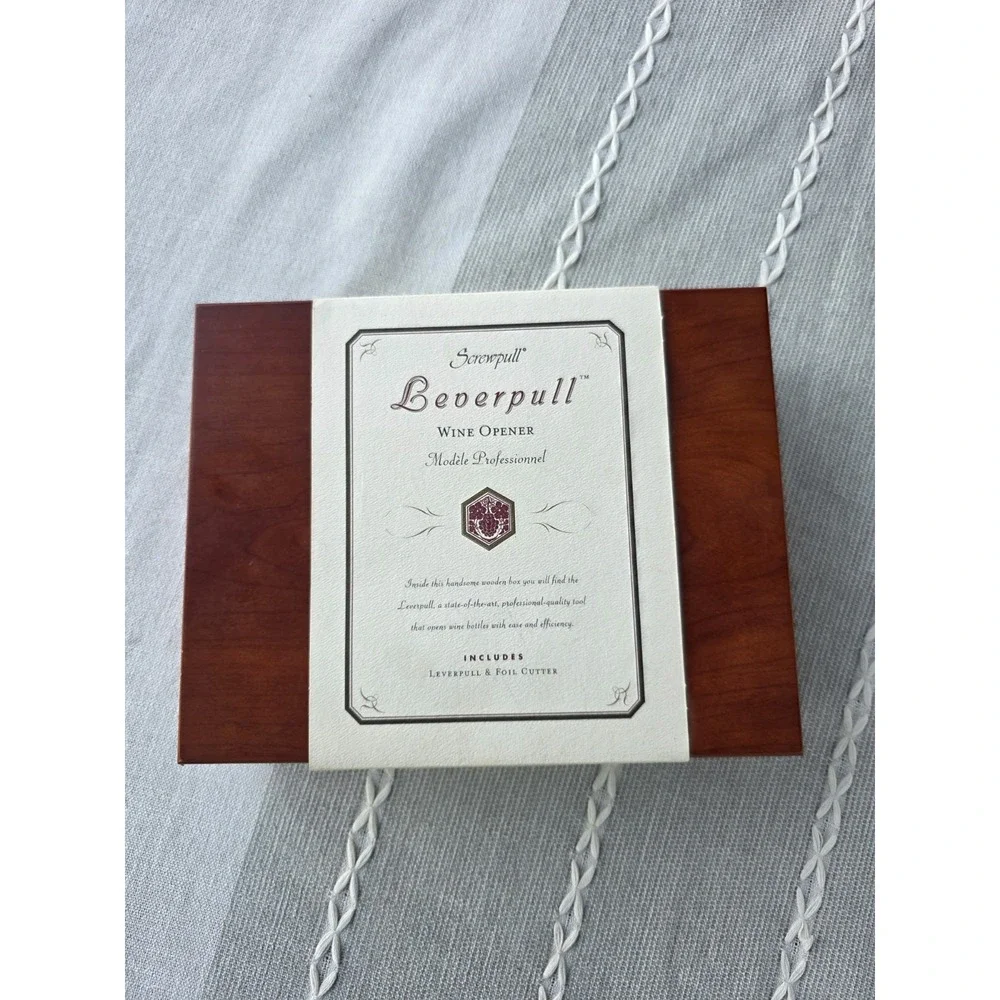 Chef's Leverpull Wine Opener Corkscrew Wood Box Set Professional‎ Lever VTG